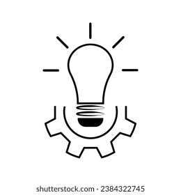 piñón de icono y bombilla de la solución efectiva. concepto de símbolo de eficacia de tecnología abstracta. tendencia de caricatura plana diseño simple moderno del logotipo del rueda elemento web aislado en fondo blanco