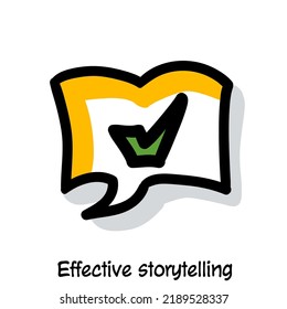 Effective storytelling 
scribing, sketchnoting visual note icon. Minimal vector illustration. Editable outline, color, shadows. Infographics doodle symbol