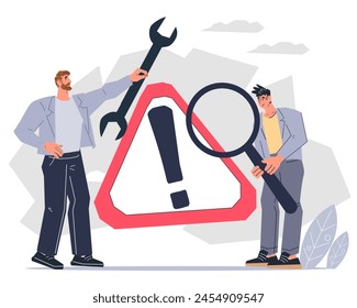 Effective strategies for managing change, problem-solving, and setting up systems in business. Manage risks, incidents, and crises with expert strategies, flat vector illustration isolated.