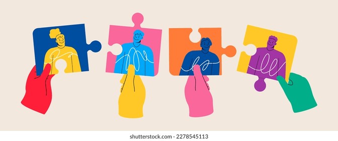 Effective team building and management. Leadership concept. Colorful vector illustration
