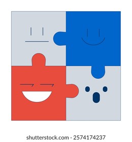 Effective team dynamic 2D illustration concept. Cooperation coworkers puzzles jigsaw. Fitting employees personalities cartoon composition isolated on white. Metaphor abstract flat vector graphic