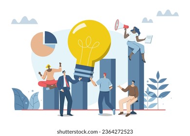 Effective teamwork, career growth, profit, or improvement approaches, career development concept, symbol of teamwork, Businessmen express ideas that are a good idea together. Vector  illustration.