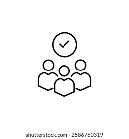 effective teamwork icon with black thin line group. simple trend linear logotype graphic web stroke design element isolated on white. concept of policy