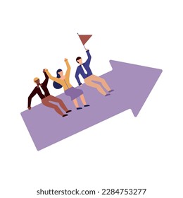 Effective teamwork in workplace flat concept with successful team members cooperation vector illustration