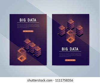 Effective template technology data, mining server farm room and smart digital devices such as phone ,computer, data, data processing vector illustration.