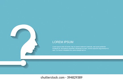 Effective thinking background with head in shape of question mark, vector
