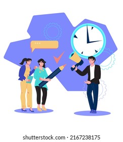 Effektives Zeitmanagement und Business-Tasks-Planung, einzeln auf weißer Vektorgrafik. Multitasking und Zeitmanagement.