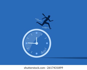 Effective Time Management, Businessman who jumps through the clock