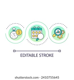 Effective time management loop concept icon. Business planning. Productive workflow organization abstract idea thin line illustration. Isolated outline drawing. Editable stroke. Arial font used