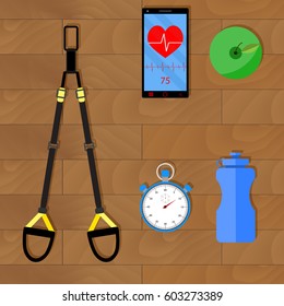 Effective training working endurance and gymnastic, lifting kettlebell, vector illustration