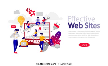 Effective website horizontal banner template for web page. Responsive design for website. Modern technology. Isolated flat vector illustration