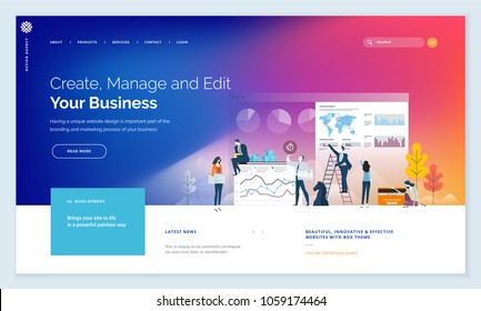 Effective website template design. Modern flat design vector illustration concept of web page design for website and mobile website development. Easy to edit and customize.