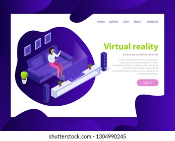 
Effective website template design. Modern isometric virtual reality vector illustration design for web page and mobile site development. Landing virtual reality. Easy to edit and customize.