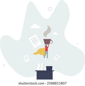 Effective work, productive office effort or efficiency, motivation to finish task or accomplishment, solution idea, performance or challenge concept.flat character life .