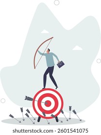 Effectiveness and efficiency to measure success rate, effort or cost to reach goal or target, practice until succeed concept.flat character life .