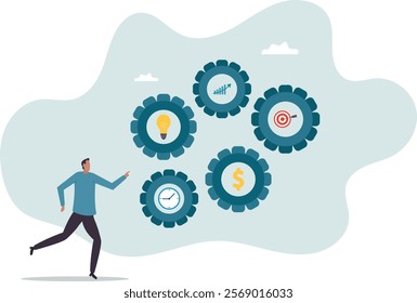 Effectiveness, efficiency or productivity for better result, improve performance or process, development or business management .business concept.flat character.