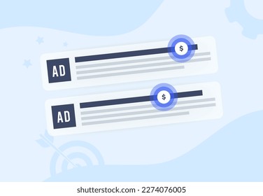 Effectiveness of Pay-per-Click PPC advertising, popular method for charging online advertising fees. PPC Online banner ads or contextual advertising on search engine result page. Vector illustration