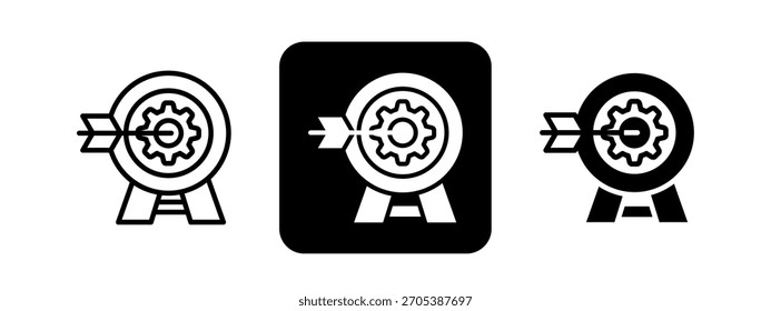 Efectividad Conjunto de Ilustración vectorial de dibujo de línea negra y color sólido