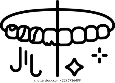 Effects of Bruxism Vs Healthy Teeth concept, prevent teeth grinding night Guard vector icon design, Dentistry symbol,Health Care sign, Dental instrument stock illustration 