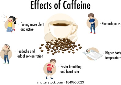 Effects of caffeine information infographic illustration