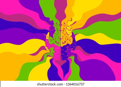 The effects of the environment on the brain. Lots of information. Paper cut style. Vector illustration.