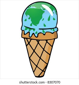 Effects of Global warming - melting world ice-cream