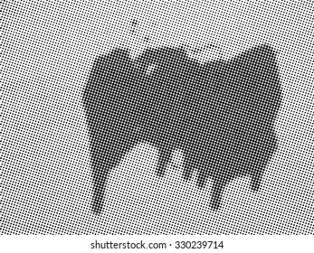 Effects. Ink Print Distress Background . Halftone Dots Grunge Texture .