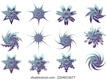 The effects are made using a six-pointed star. Abstract pattern. Twisted and distorted vector texture in trendy progressive style..