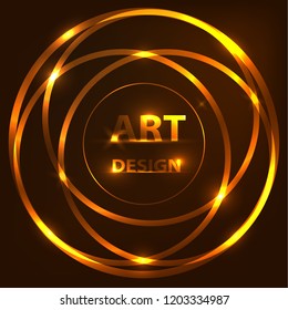 The effects of the magical shine of glowing neon rings on a dark background. Vector illustration.