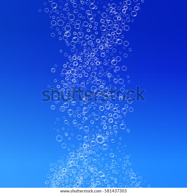 青の背景に泡のある気泡 ベクターイラスト 水中できらめく酸素フィジーが渦巻き状にきらめく のベクター画像素材 ロイヤリティフリー
