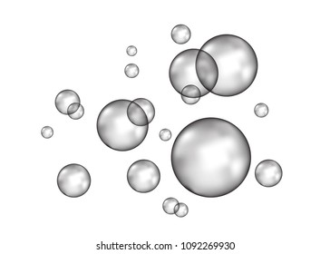  Effervescent drink. Fizz. Underwater fizzing air, water or oxygen  bubbles on white  background.  Soda pop. Undersea vector texture.