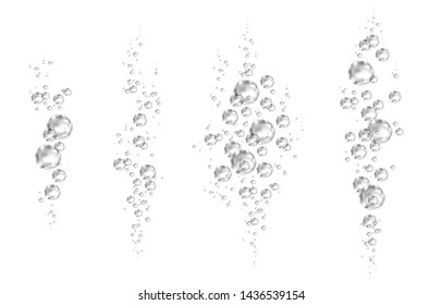 Effervescent drink. Underwater  black fizzing air bubbles on white  background. Fizzy sparkles in water, sea, aquarium, ocean. Fizz. Undersea vector texture.