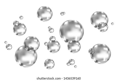 Effervescent drink. Underwater  black fizzing air bubbles on white  background. Fizzy sparkles in water, sea, aquarium, ocean. Fizz. Undersea vector texture.