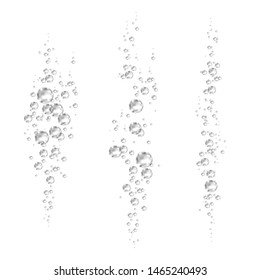 Effervescent drink. Underwater  black fizzing air bubbles on white  background. Fizzy sparkles in water, sea, aquarium, ocean. Fizz. Undersea vector texture.