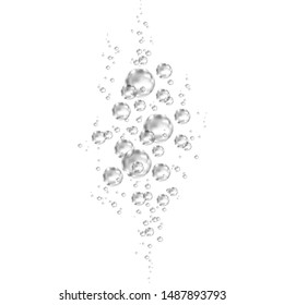 Effervescent drink. Underwater  black fizzing air bubbles on white  background. Fizzy sparkles in water, sea, aquarium, ocean. Fizz. Undersea vector texture.