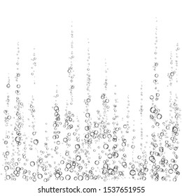 Effervescent drink. Underwater  black fizzing air bubbles on white  background. Fizzy sparkles in water, sea, aquarium, ocean. Fizz. Undersea vector texture.