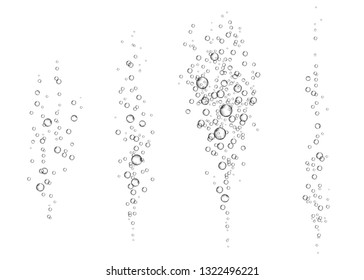 Effervescent drink. Underwater fizzing air bubbles on white  background. Fizzy sparkles in water, sea, aquarium, ocean. Fizz. Undersea vector texture.