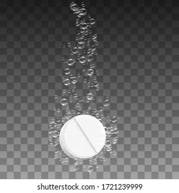 Effervescent pill. Aspirin. Medications. Realistic vector illustration.