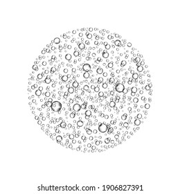 Effervescent soluble tablet bubbles isolated on white background. Realistic fizzy trace off pill in water. Template for advertising aspirin, vitamins, pain medicine. Dissolving process. Vector.