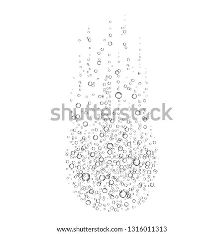 Effervescent soluble tablet bubbles isolated on white background. Realistic fizzy trace off pill in water. Template for advertising aspirin, vitamins, pain medicine. Dissolving process. Vector.