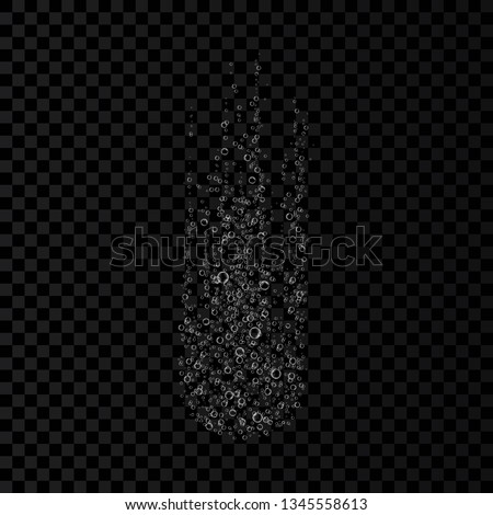 Effervescent soluble tablet bubbles isolated on white background. Realistic fizzy trace off pill in water. Template for advertising aspirin, vitamins, pain medicine. Dissolving process. Vector.