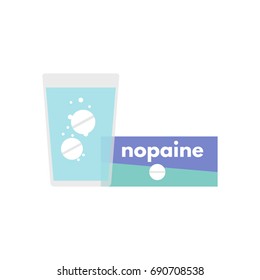 Effervescent soluble tablet. Pain reliever, Analgesic tablets icon in flat style design. Vector illustration