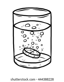 effervescent tablet / cartoon vector and illustration, black and white, hand drawn, sketch style, isolated on white background.