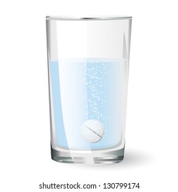 Effervescent tablet in glass of water