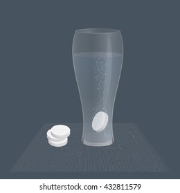 effervescent tablet in a glass of water