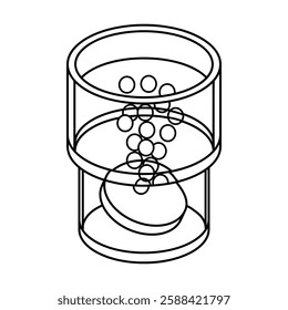Effervescent tablet in a glass of water - hand drawn isometric vector illustration.