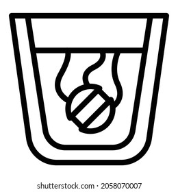 Effervescent tablet icon outline vector. Vitamin pill. Water glass