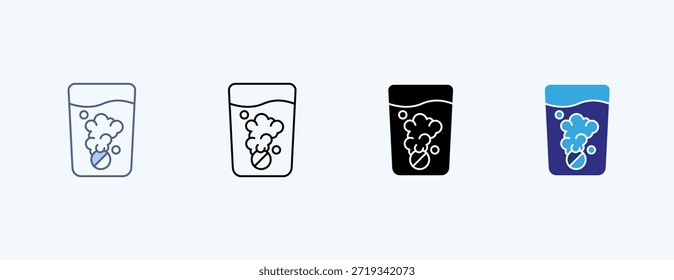Effervescent Tablet Multiple Icon Illustration Vector