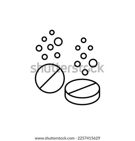 Effervescent Tablet Outline Symbol. Vector sign for applications, books, banners, adverts, sites, shops, stores