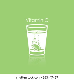 Effervescent tablet of vitamin C - vector illustration